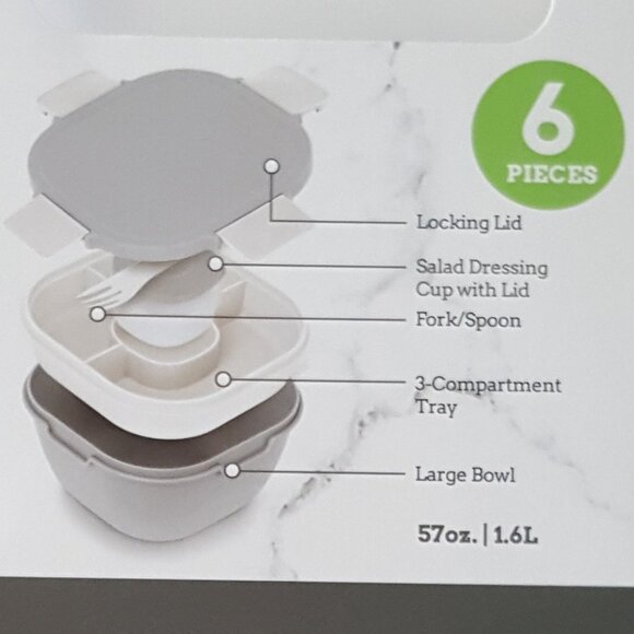 NEW MESA 2go! Salad Lunch Bento Box Bowl Container Compartments Stackable - Picture 3 of 14